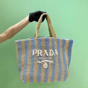 PRADA 普拉達纖維托特包大號拼色普拉達包包圖片大全