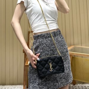 YSL聖羅蘭BECKY 菱形絎縫雙拉鏈手拿包聖羅蘭包包官網