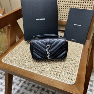 YSL聖羅蘭monogram迷妳郵差包黑色銀扣聖羅蘭包包圖片