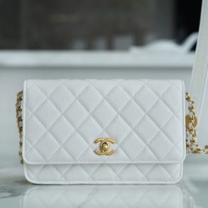 CHANEL22A 高級手工坊金幣WOC 白色香奈兒包包官網
