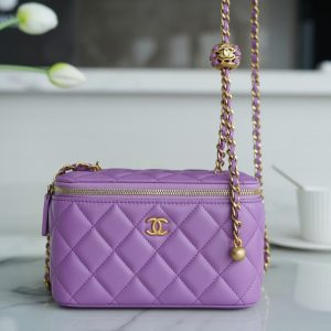 CHANEL 22s 編織金球長盒子紫色官方網站香奈兒包包
