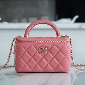 CHANEL22a手提長盒子 正品皮 蜜桃粉香奈兒包包官網