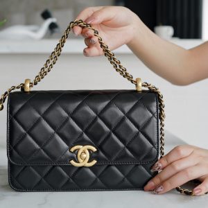 CHANEL高級手工坊雙金球 CF mini  22CM 黑色香奈兒