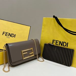 芬迪 Fendi baguette包包灰幾何圖形簡約款芬迪女包價格