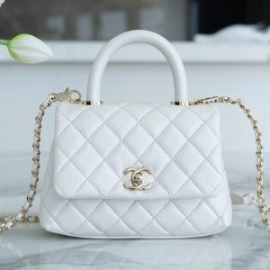 CHANEL coco handlemini 珠光白香奈兒coco handle價格