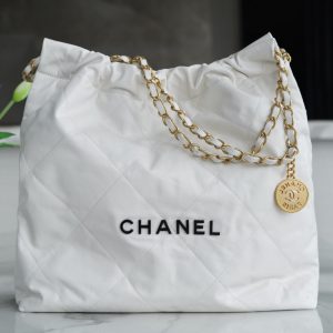 CHANEL22手袋白色黑扣 中號春夏新款香奈兒名牌包包