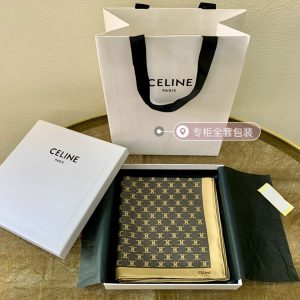 Celine triomphe真絲方巾 棕褐色凱旋門思琳方巾繫法