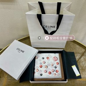 Celine 思琳真絲方巾 精髓凱旋門標誌配磚櫃全套包裝