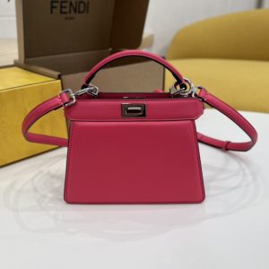Fendi  Peekaboo ISeeU Petite莓紅色 原廠皮  芬迪包包
