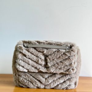 Abakan聖羅蘭包包專櫃價錢YSL niki秋冬款灰色兔毛配牛皮