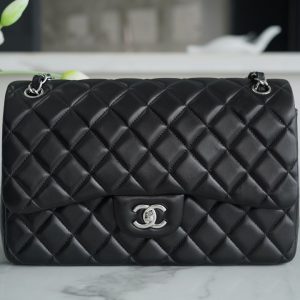 CHANEL cf classic flap jumbo黑羊銀 香奈兒包包官網