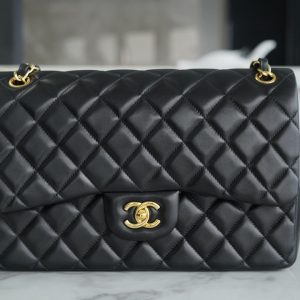 香奈兒cf classic flap jumbo黑羊金香奈兒女款包包