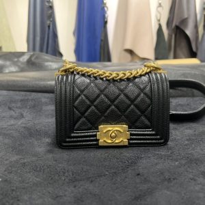 香奈兒CHANEL 22A新款mini boy  黑色正品皮香奈兒包包