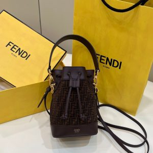 芬迪 Fendi mon tresor全新迷妳水桶包咖啡芬迪女士小包