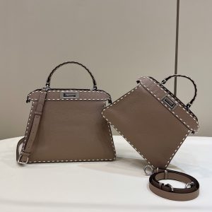 Canada芬迪 Fendi最新PEEKABOO小號手袋全套 灰