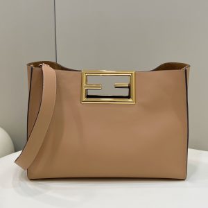 芬迪 Fendi  way bag 極簡風方桶包全套杏芬迪 水桶包