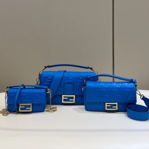 芬迪 Fendi法棍包包電光藍綿羊皮迷妳版fendi官網女包