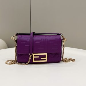 芬迪法棍包經典款圖片芬迪 Fendi法棍包包紫綿羊皮迷妳版