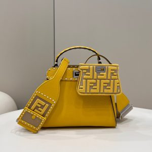 Vurnary芬迪 Fendi簡約大氣款peekaboo包包黃芬迪女包價格