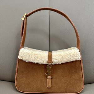 YSL聖羅蘭 LE 5 À 7絨面材質和羊毛皮HOBO肩背包657228