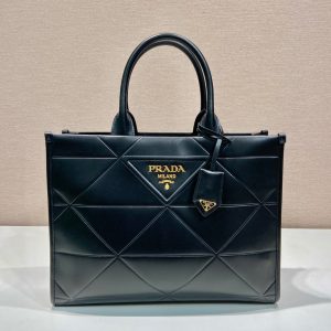 PRADA 普拉達新款三角菱格托特包托特包1BA378中號