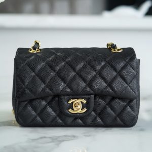 CHANEL cf classic flap|荔枝紋 mini黑金香奈兒包包官網