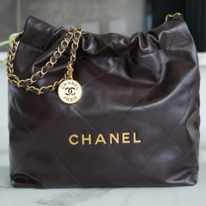 Bratsk CHANEL 22p春夏新款 22手袋 正品尾皮 巧克力小號