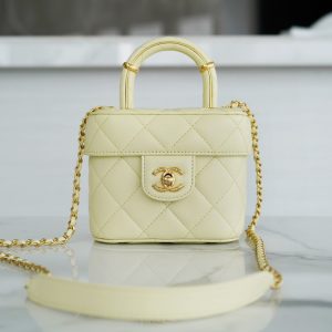 香奈兒盒子包包圖片Chanel 2023 手柄化妝盒子包 小雞黃