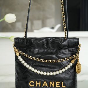 Bratsk Chanel 2023Mini 珍珠鏈條bag包包 黑色香奈兒包包女包