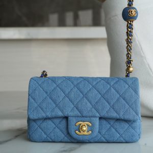 Turkey CHANEL22C丹寧牛仔金屬球CF mini香奈兒丹寧牛仔包