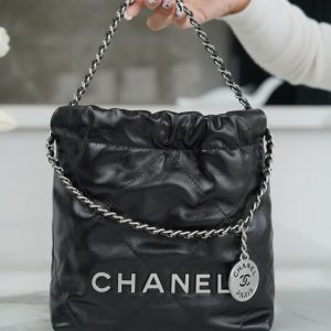 Cheboksary Chanel  23s春夏新款22Mini bag 原產皮 黑銀