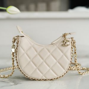 CHANEL 23p月亮/月牙包 小號 淺杏 官方網站香奈兒包包