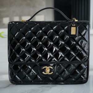 Barnaul CHANEL 22k高級手工坊 漆皮雙肩包 正品皮 香奈兒
