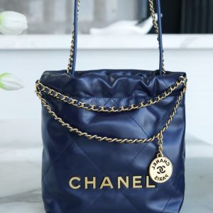 Spain CHANEL香奈兒 23s春夏新款22Mini bag 原產皮 海軍藍