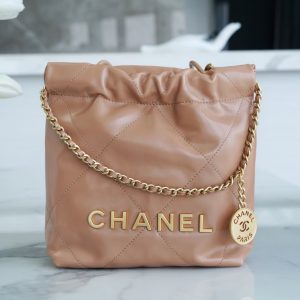 Turkey 香奈兒 CHANEL 23s春夏新款22Mini bag 原產皮 焦糖奶茶色