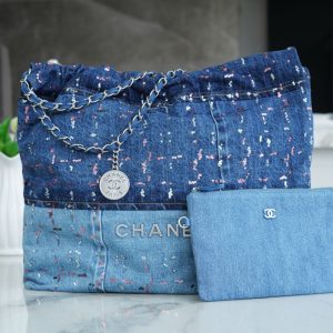 Bahrain 香奈兒 CHANEL 23A珠片牛仔拼接 22bag 中號