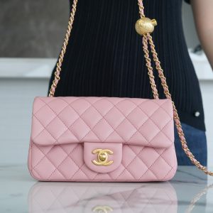 香港南區 香奈兒 CHANEL23K金屬球 mini粉色香奈兒女款包包