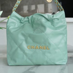 Thailand Bangkok CHANEL 22手袋正品尾皮 淺綠色 小號