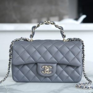 Abakan CHANEL 23k 秋冬新款“雙C”手柄CF 深灰色 香奈兒包包女包