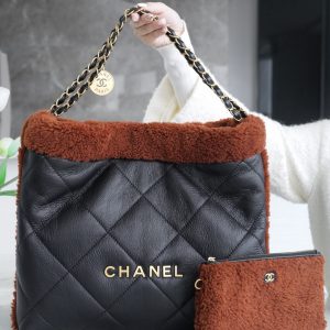 Thailand CHANEL 23b 季節限定泰迪熊款  黑棕 香奈兒名牌包包