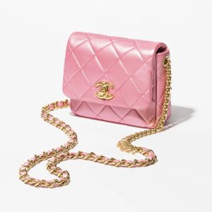 香奈兒官網中國官方網包包 迷妳口蓋包珍珠小羊皮与金色金属