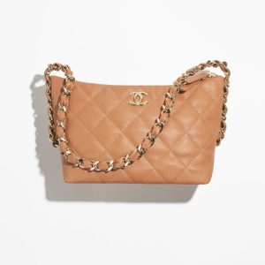 chanel官網包包中國官網 嬉皮包顆粒壓花亮面小牛皮與金色金屬