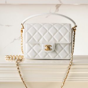 Dubai  Chanel  24k CF 手柄口蓋包 小號白色 香奈兒包包官網
