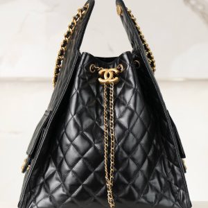 Australia Chenel 25C 嬉皮hobo包 黑金大號  香奈兒官網 chanel